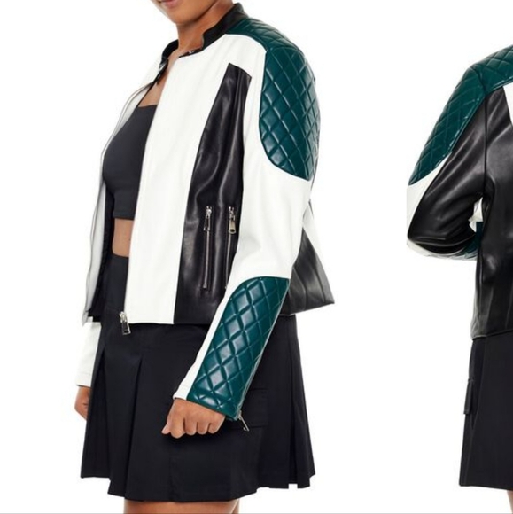 Colorblock moto jacket - Picture 1 of 16